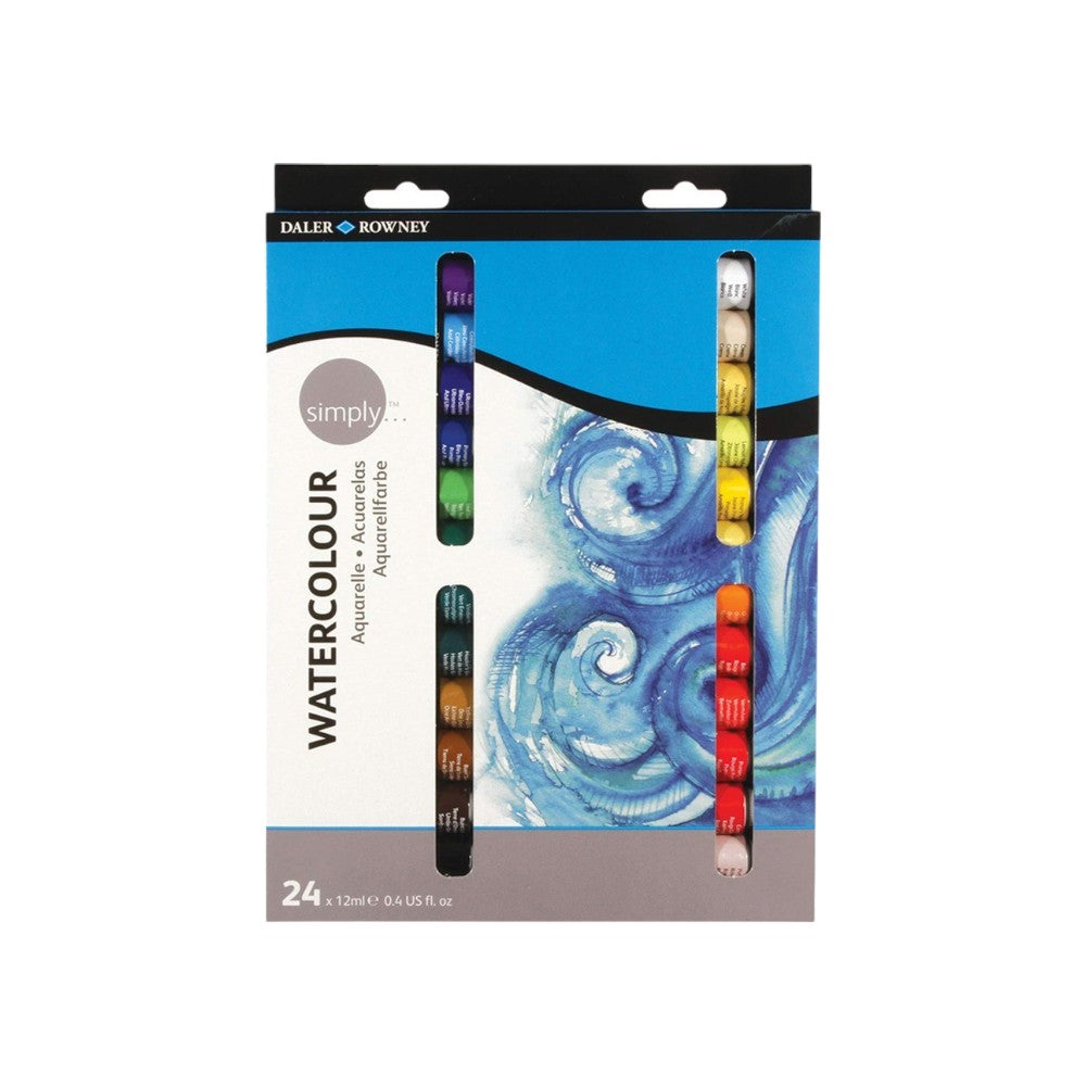 Daler Rowney Simply Watercolour Paint Set - 24 Tubes of 12ml Daler Rowney